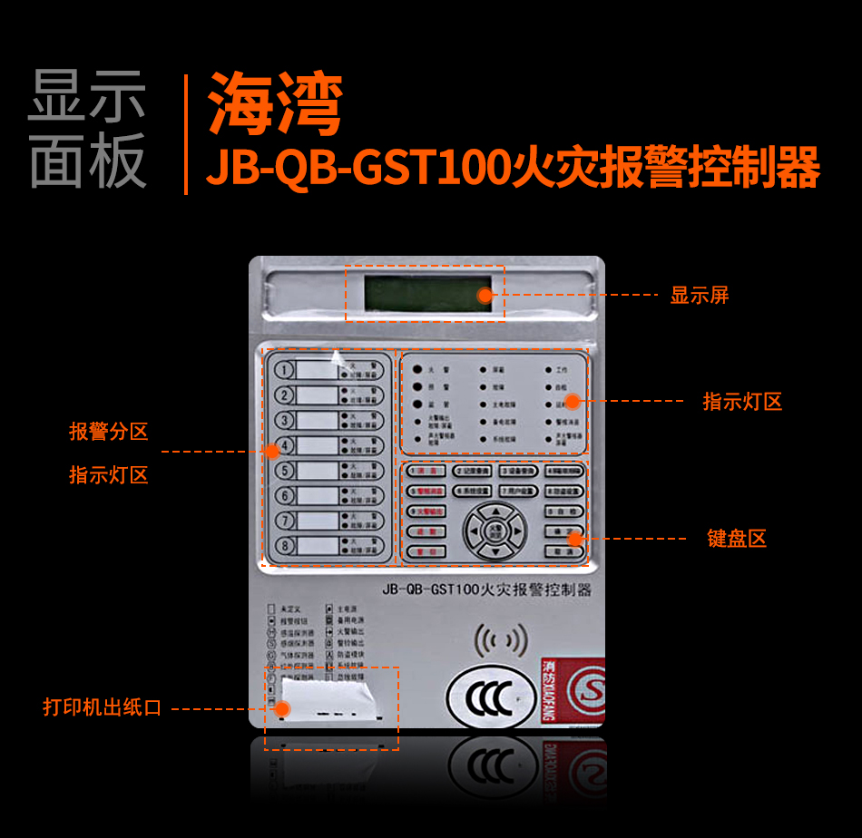 山东海湾JB-QB-GST100山东火灾报警控制器显示面板